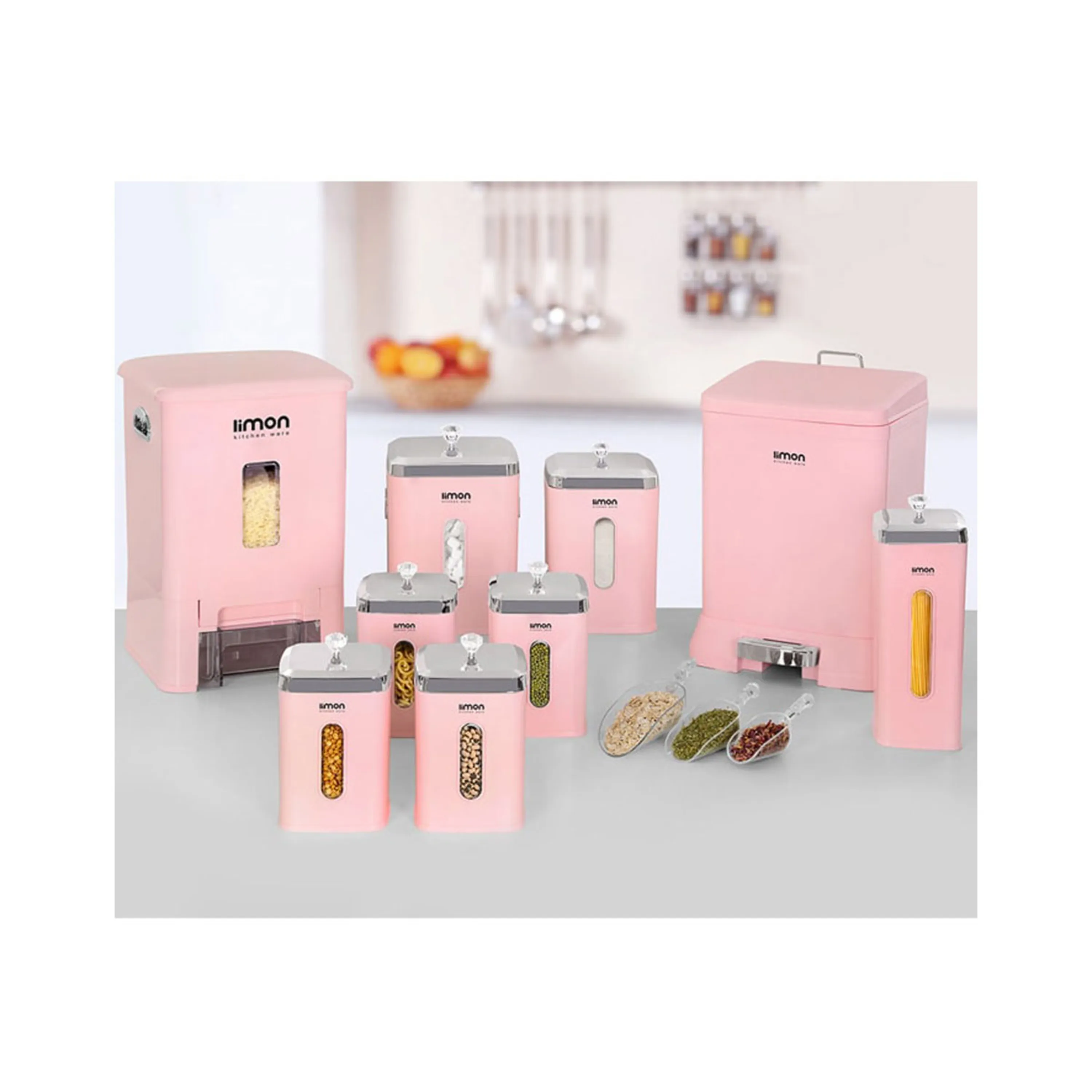 سرویس آشپزخانه چهارگوش 9 پارچه لیمون درب شفاف